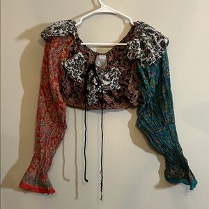 Vintage bohemian patchwork flower top